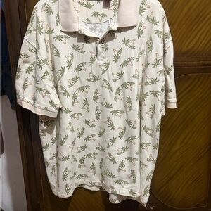 Saddlebred Cream Polo with Green Leaf Design